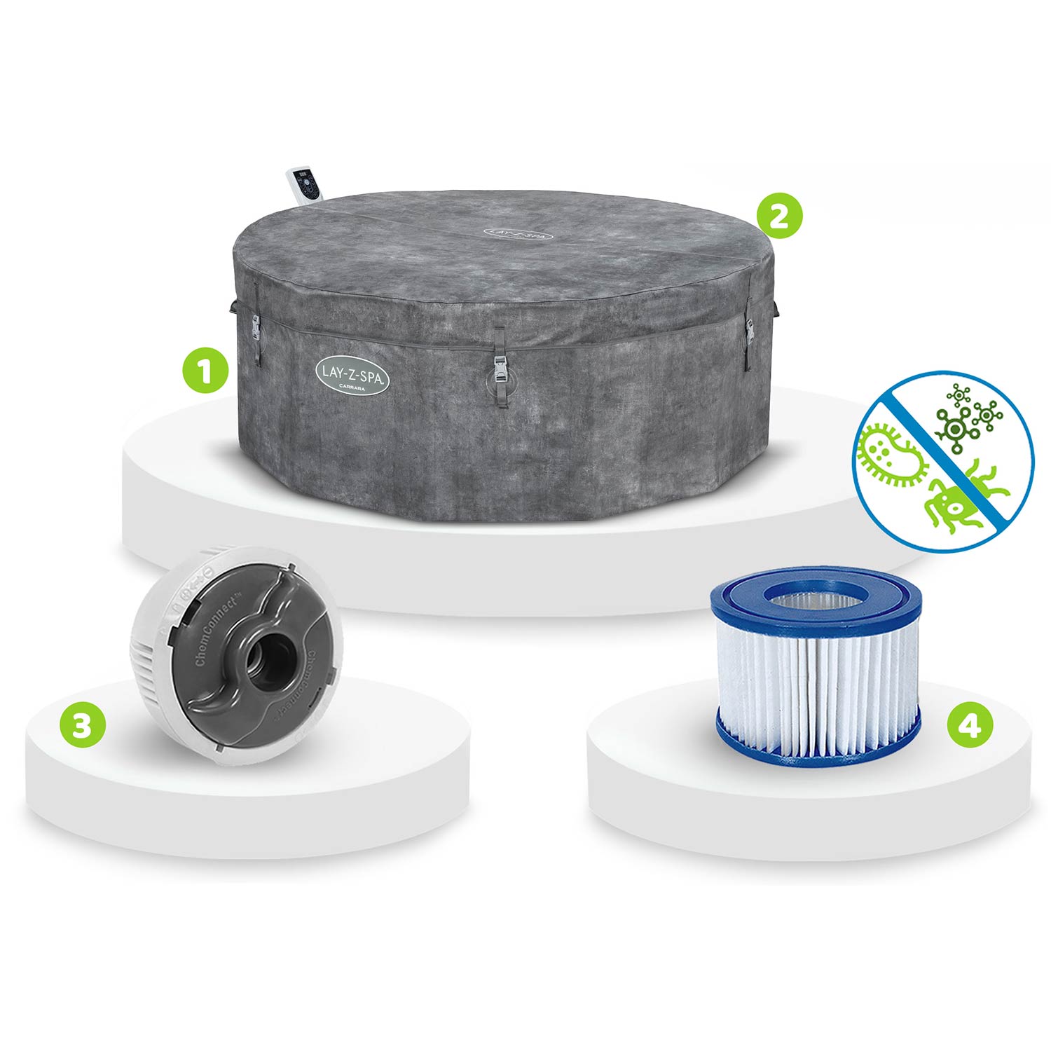 Dmuchane SPA ogrodowe AirJet Carrara WiFi hydromasaż 6 osobowe Bestway 6001V
