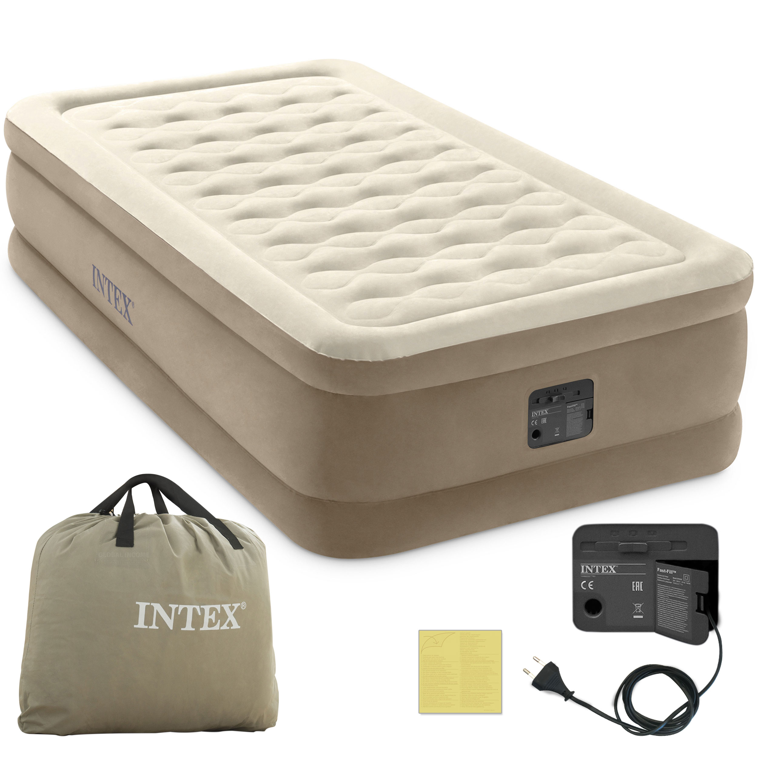 Materac welurowy z pompką 191 x 99 x 46 cm 1 os. INTEX 64426