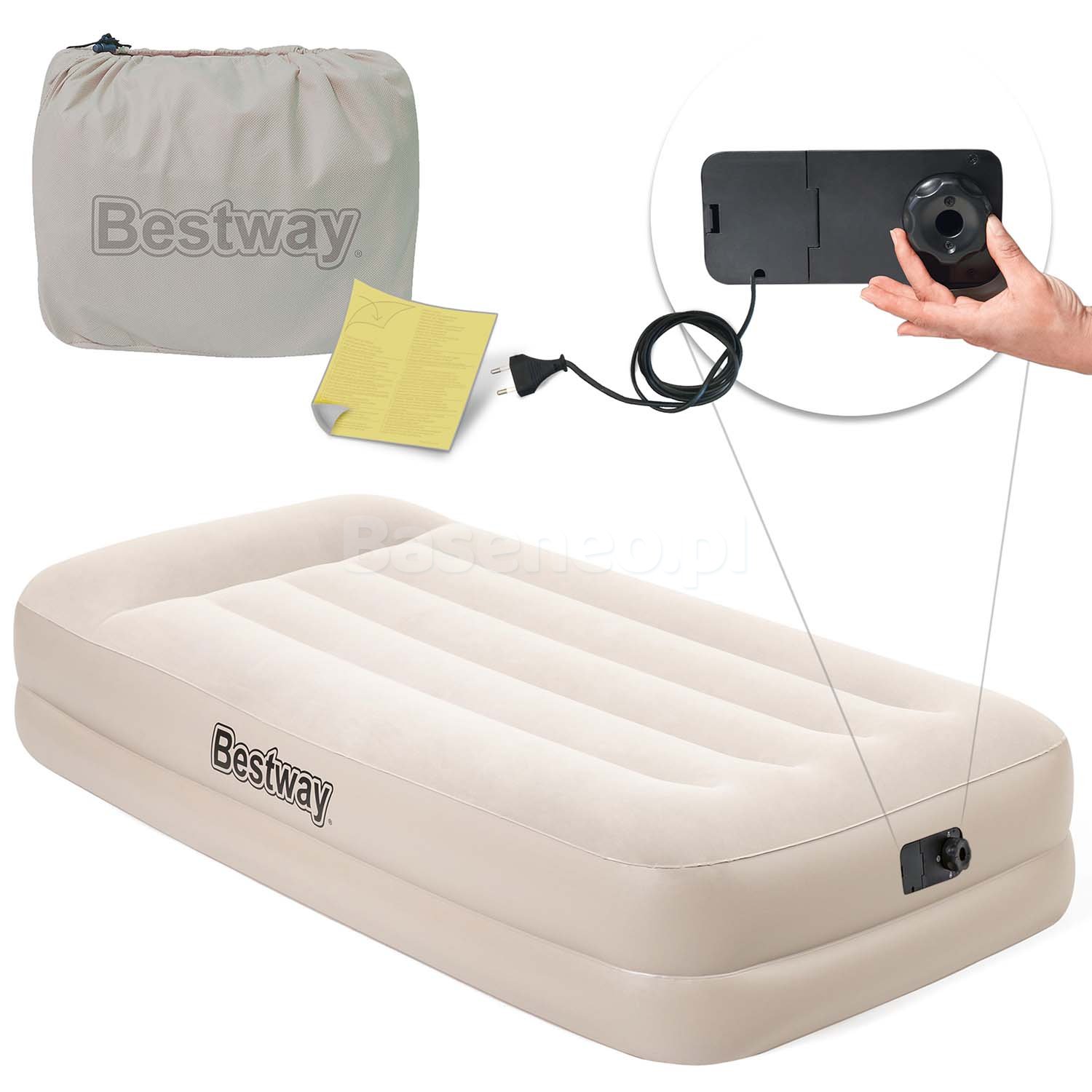 Materac dmuchany z wbudowaną pompką jednoosobowy Bestway 67694