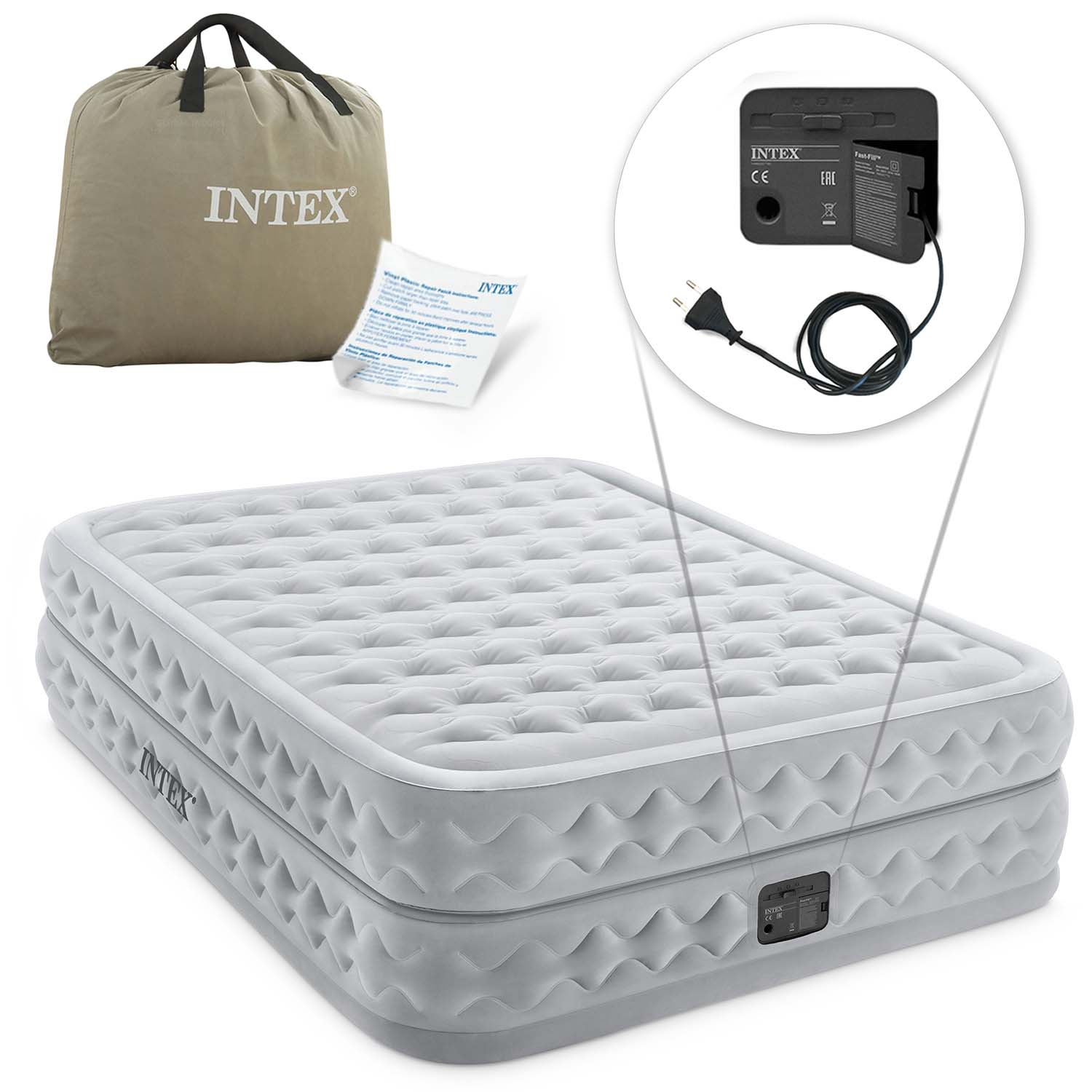 Materac dmuchany z wbudowaną pompką dwuosobowy INTEX 64490