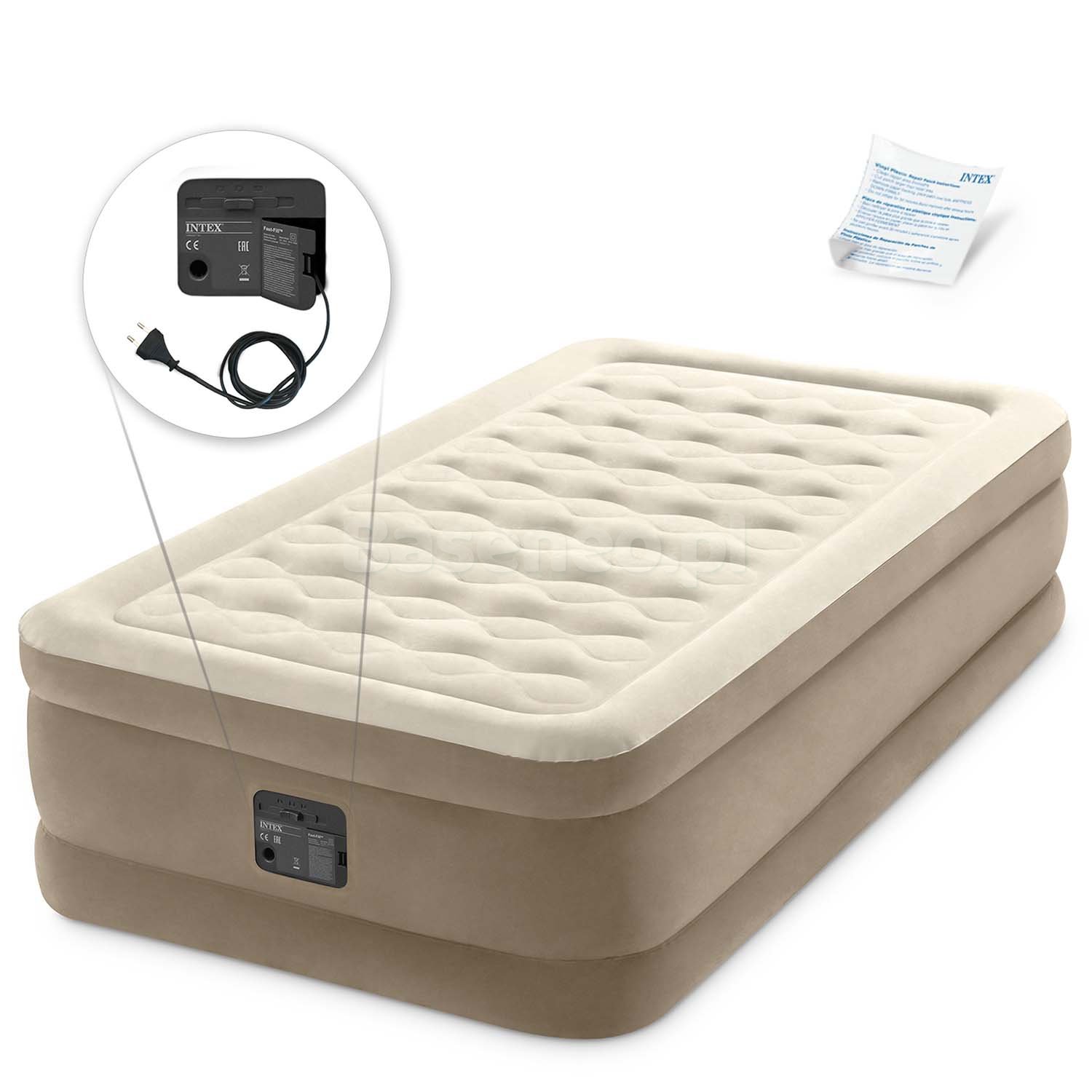 Materac welurowy z pompką 191 x 99 x 46 cm 1 os. INTEX 64426