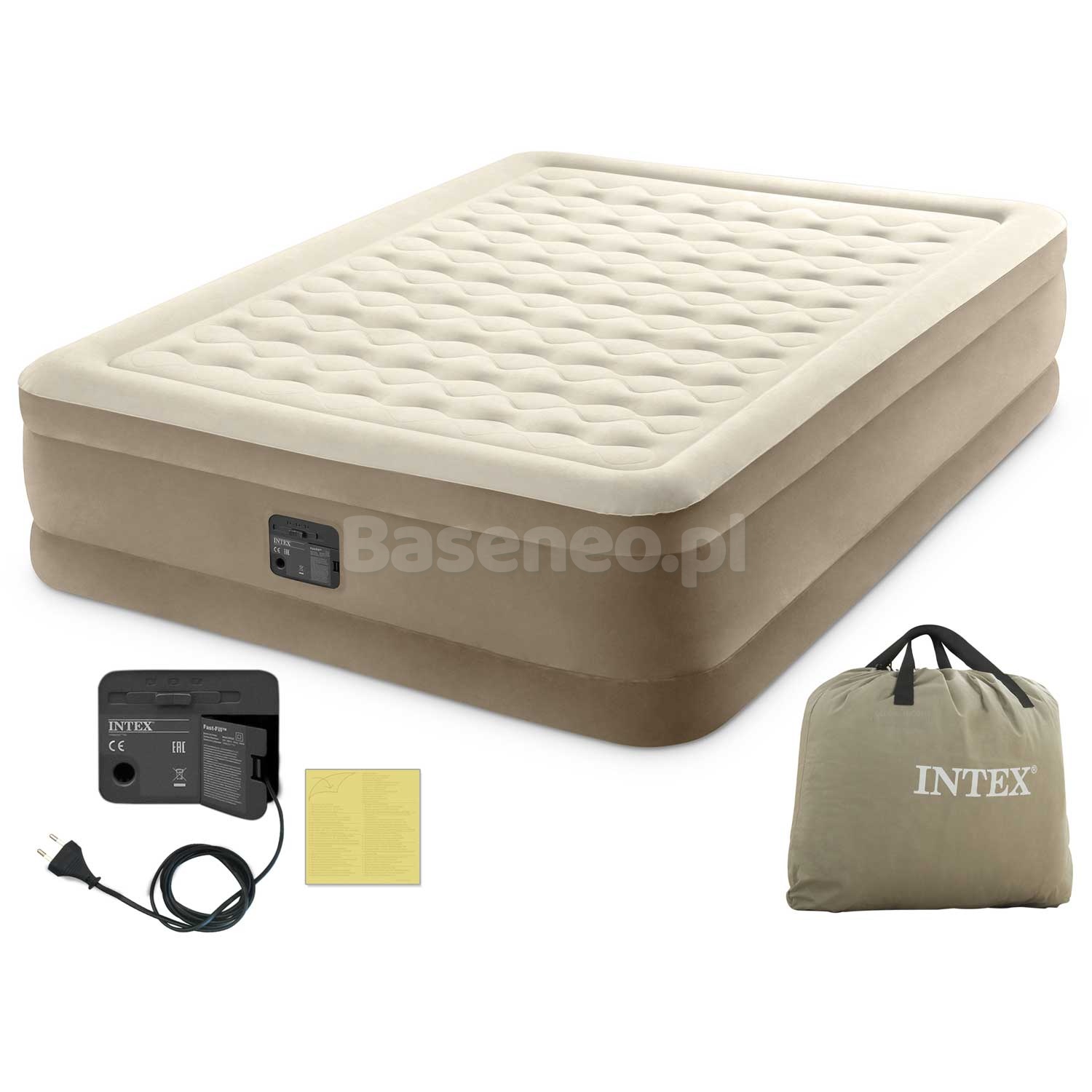 Materac welurowy z pompką Intex 64428