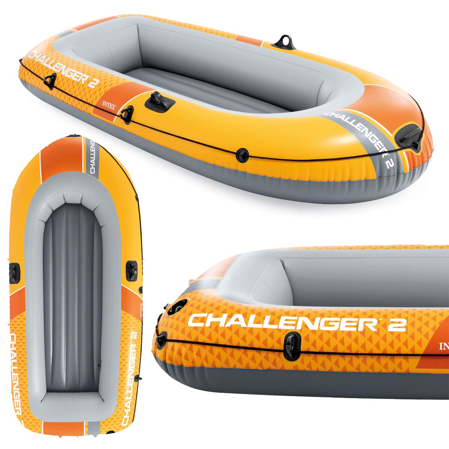 Ponton wędkarski Challenger 2os 200kg 236x114x41 cm pompka wiosła INTEX 66313