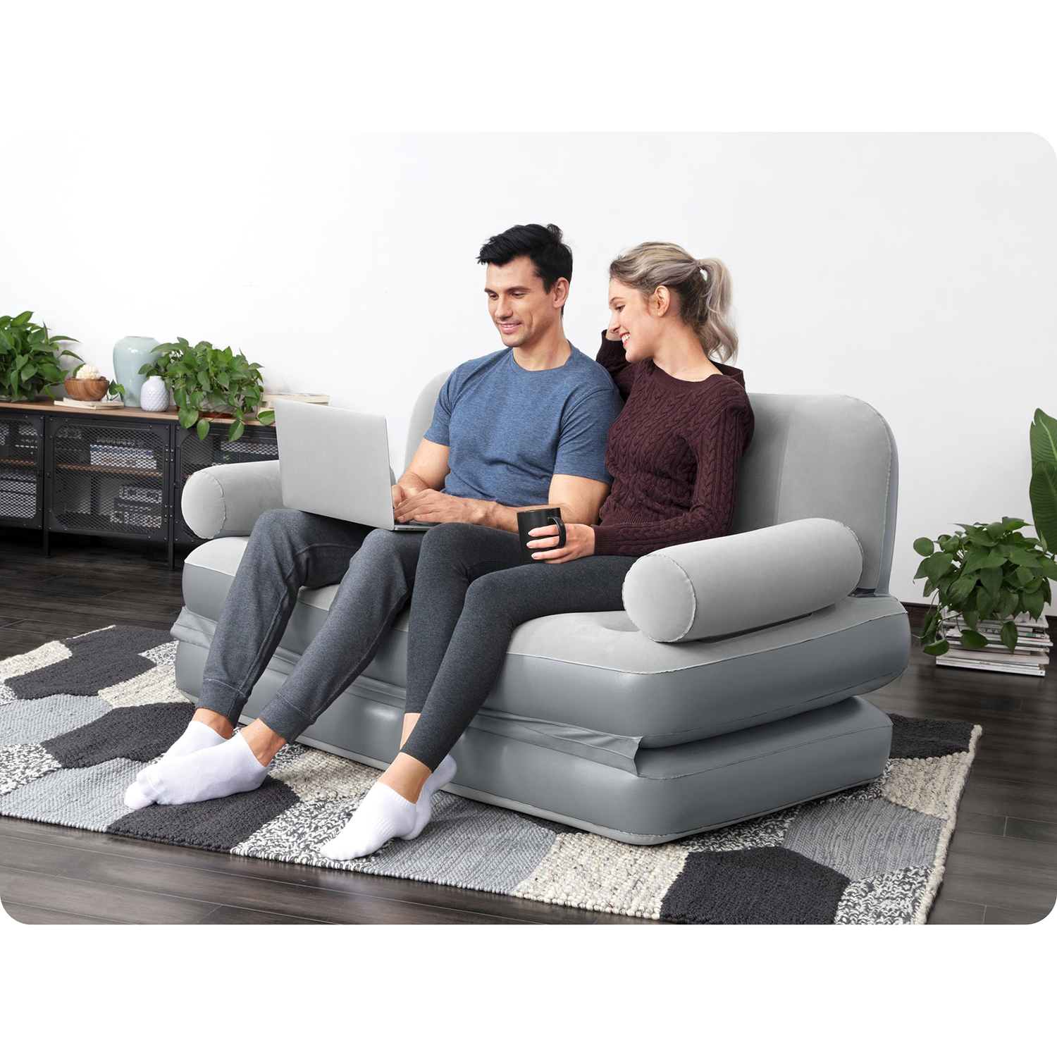 Sofa welurowa z elektryczną pompką 188x152x64cm Bestway 75073