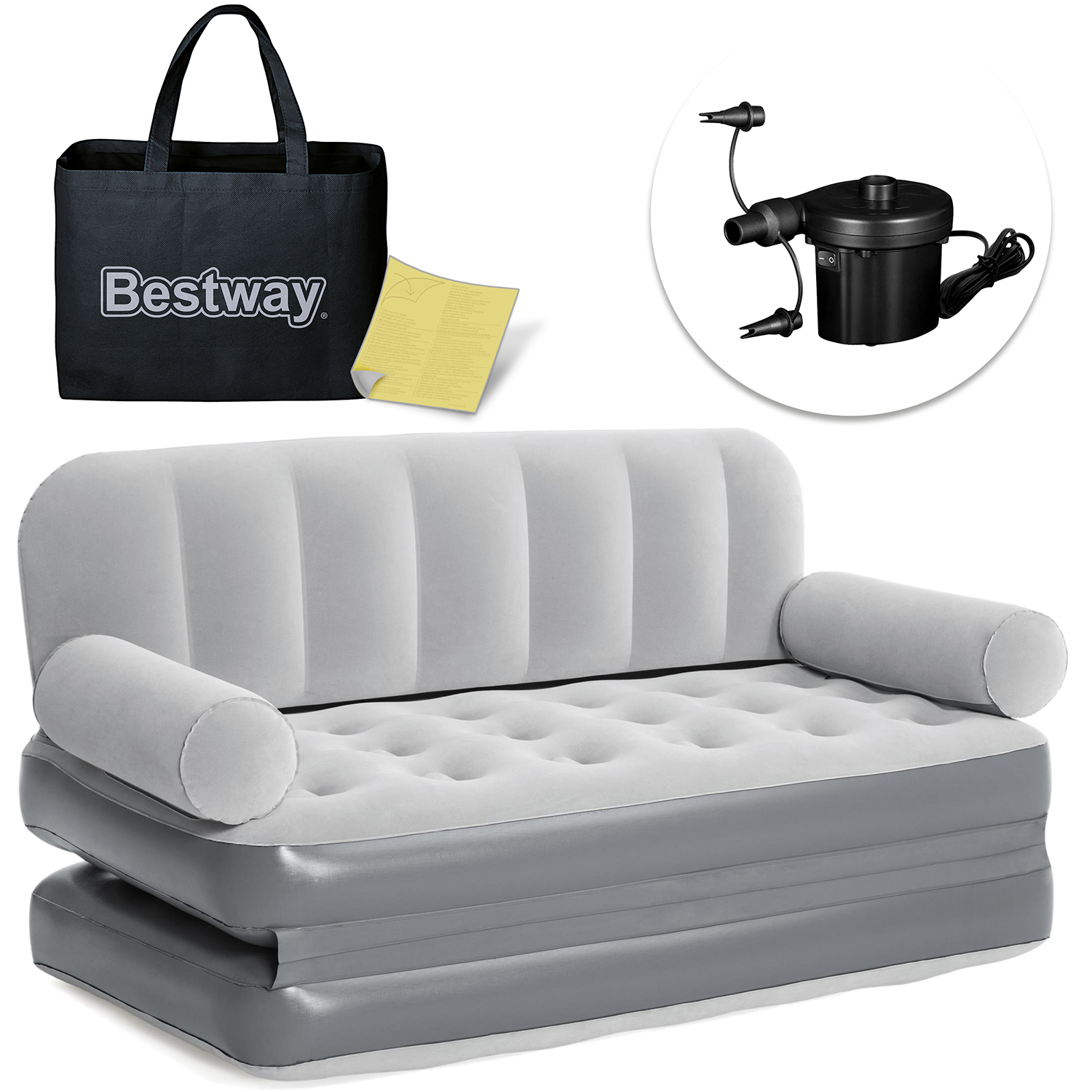 Sofa welurowa z elektryczną pompką 188x152x64cm Bestway 75073